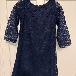Elegant Navy Lace Kids Formal Dress